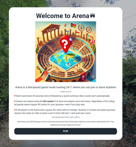 Guessing Arena in geography game